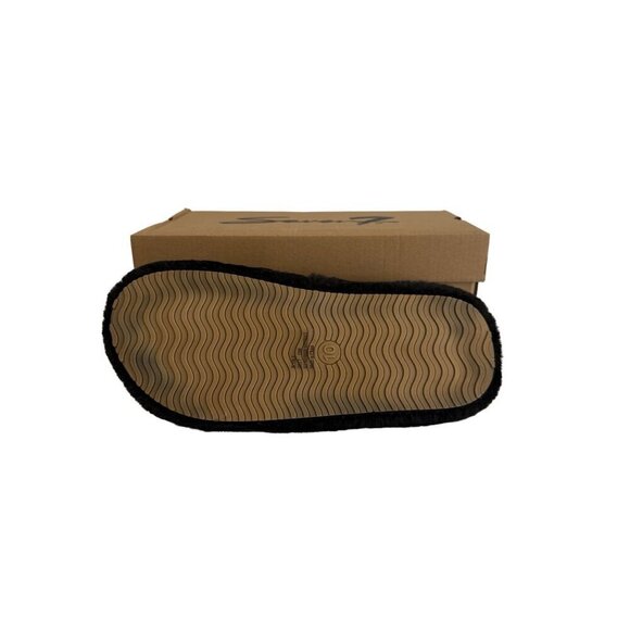 Seven7 Slippers Black Faux Fur Slides Size 10 Memory Foam NIB - Picture 8 of 9